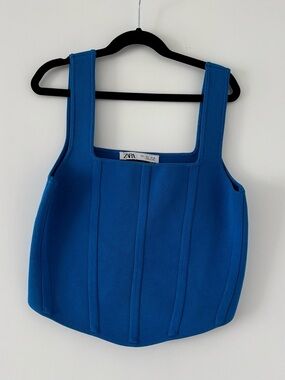 Zara Vibrant Blue Square-Neck Tank